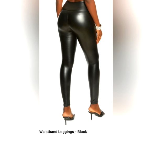 NWT SEXXXY NAUGHTY BLACK FAUX LEATHER LEGGINGS PANTS HIGH WAIST 🎁 30.5 inseam - Picture 3 of 6